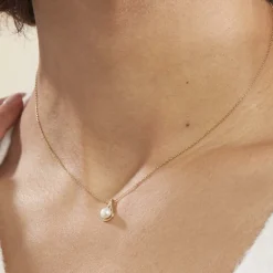 Collier Helin Or Jaune Perle De Culture Et Oxyde De Zirconium