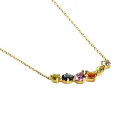 Collier Hortense Or Jaune Topaze Péridot Améthyste