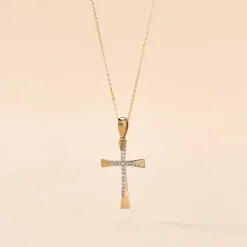 Collier Jamil Croix Or Jaune Diamant