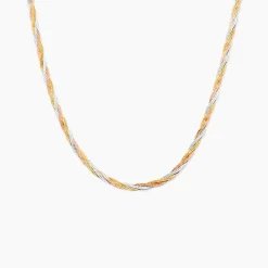Collier Jasmin Tresse Or Tricolore