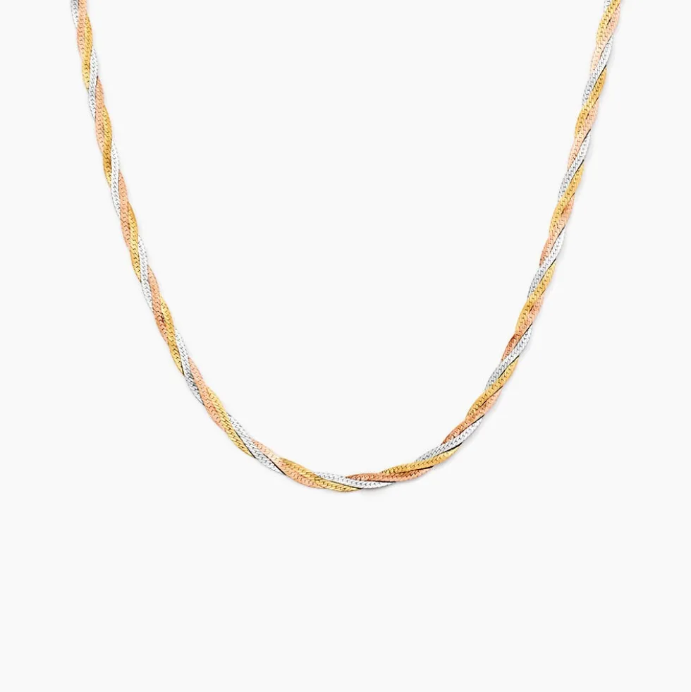 Collier Jasmin Tresse Or Tricolore