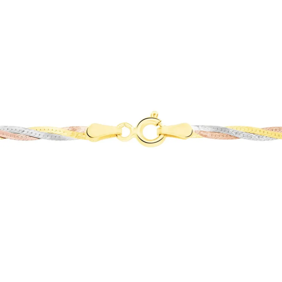 Collier Jasmin Tresse Or Tricolore