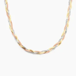 Collier Jasmin Tresse Or Tricolore