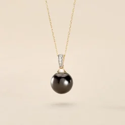 Collier Jodocus Or Jaune Perle De Tahiti Oxyde Zirconium