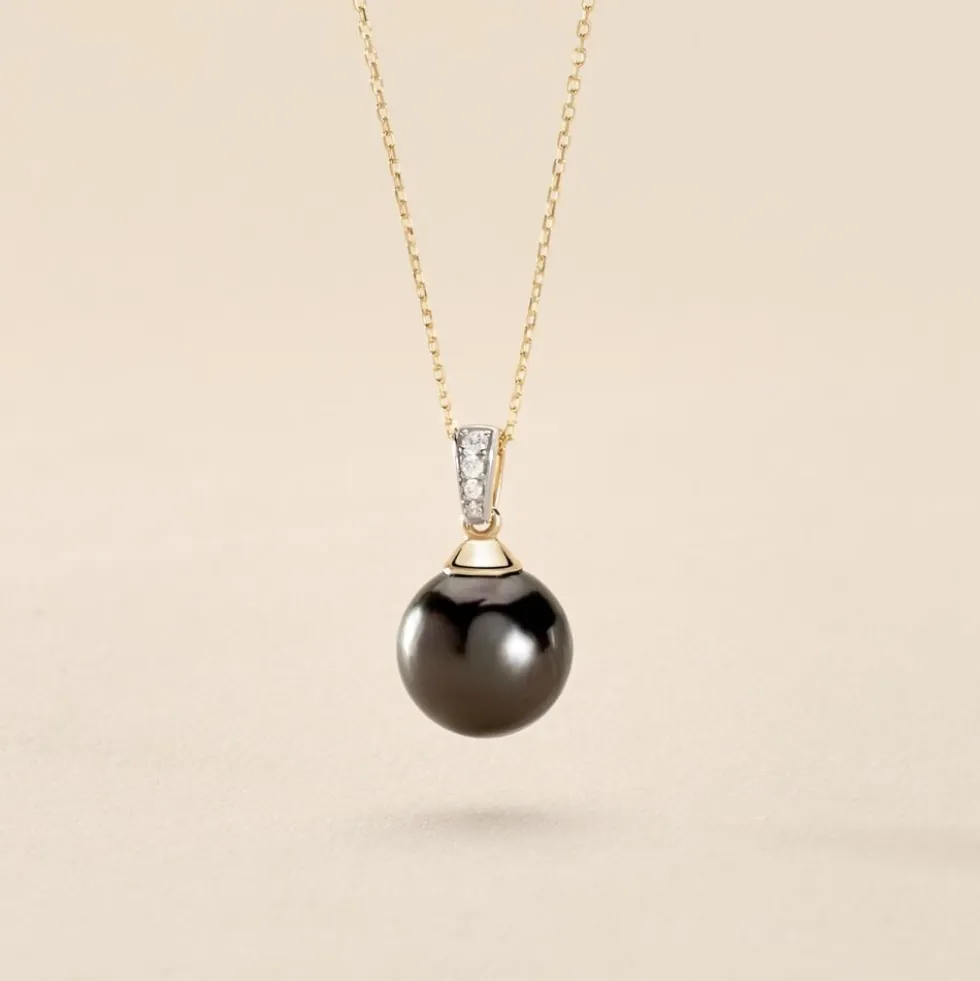 Collier Jodocus Or Jaune Perle De Tahiti Oxyde Zirconium