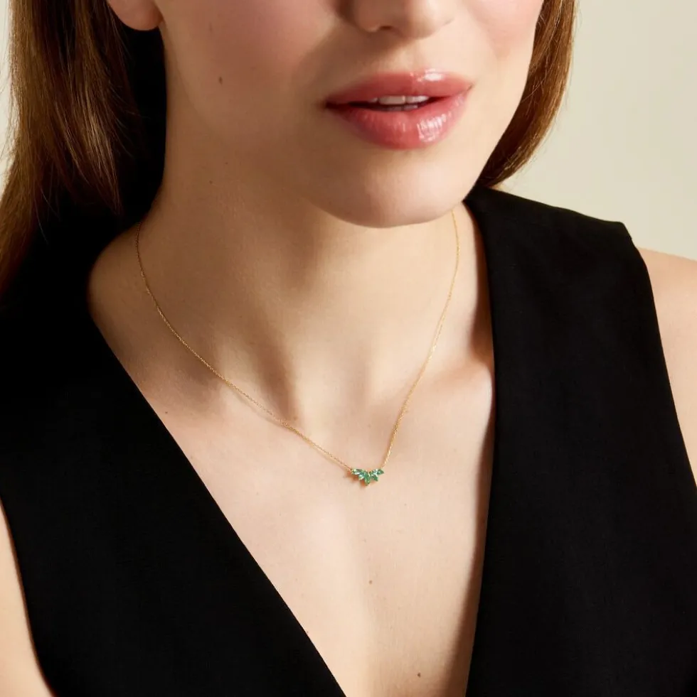 Collier Josslyn Or Jaune Emeraude