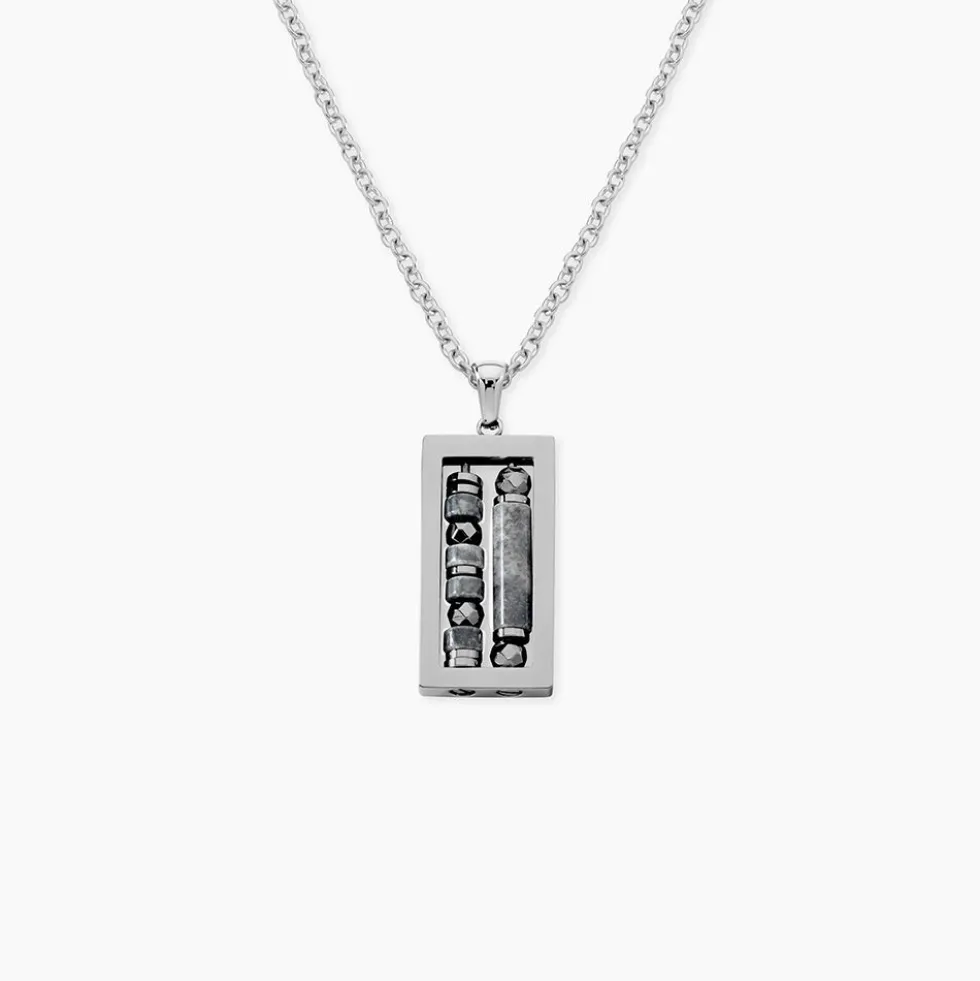 Collier Jourdan Acier Blanc Jaspe Africain