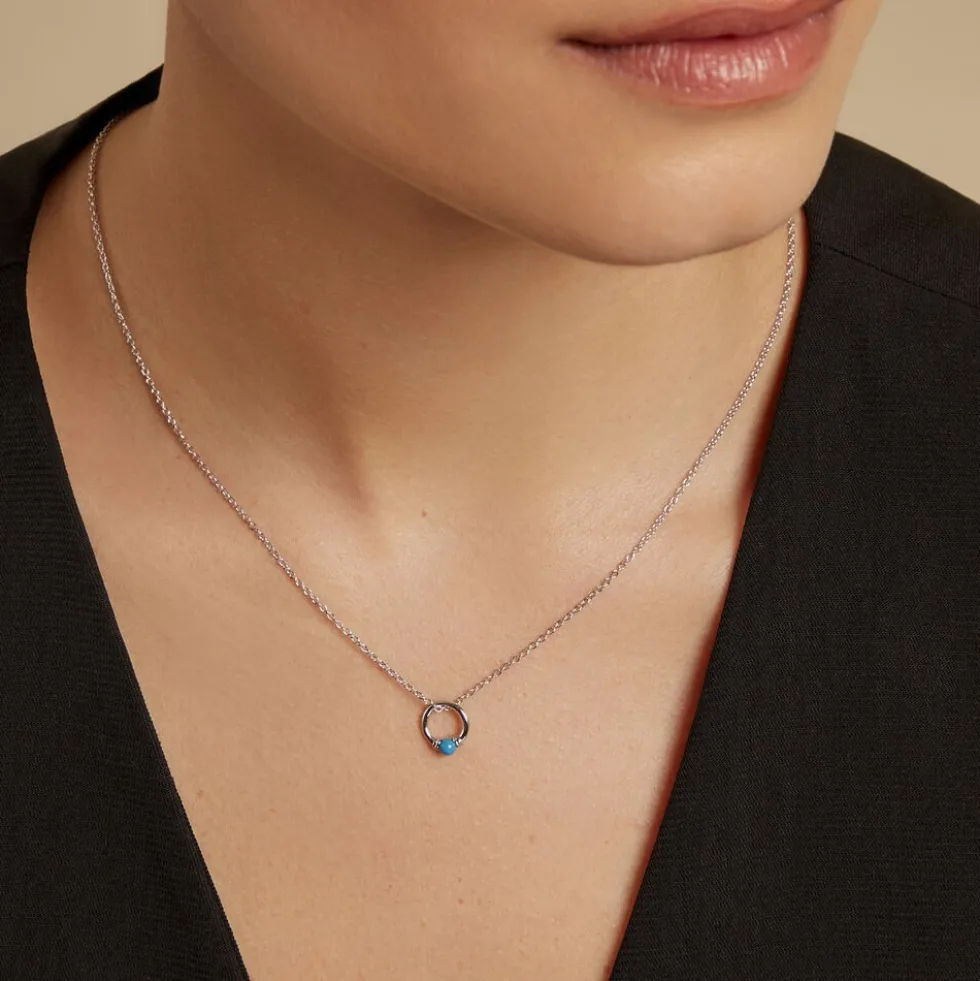 Collier Laelle Argent Blanc Turquoise