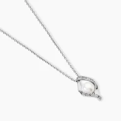 Collier Laurene Argent Blanc Perle De Culture Et Oxyde De Zirconium