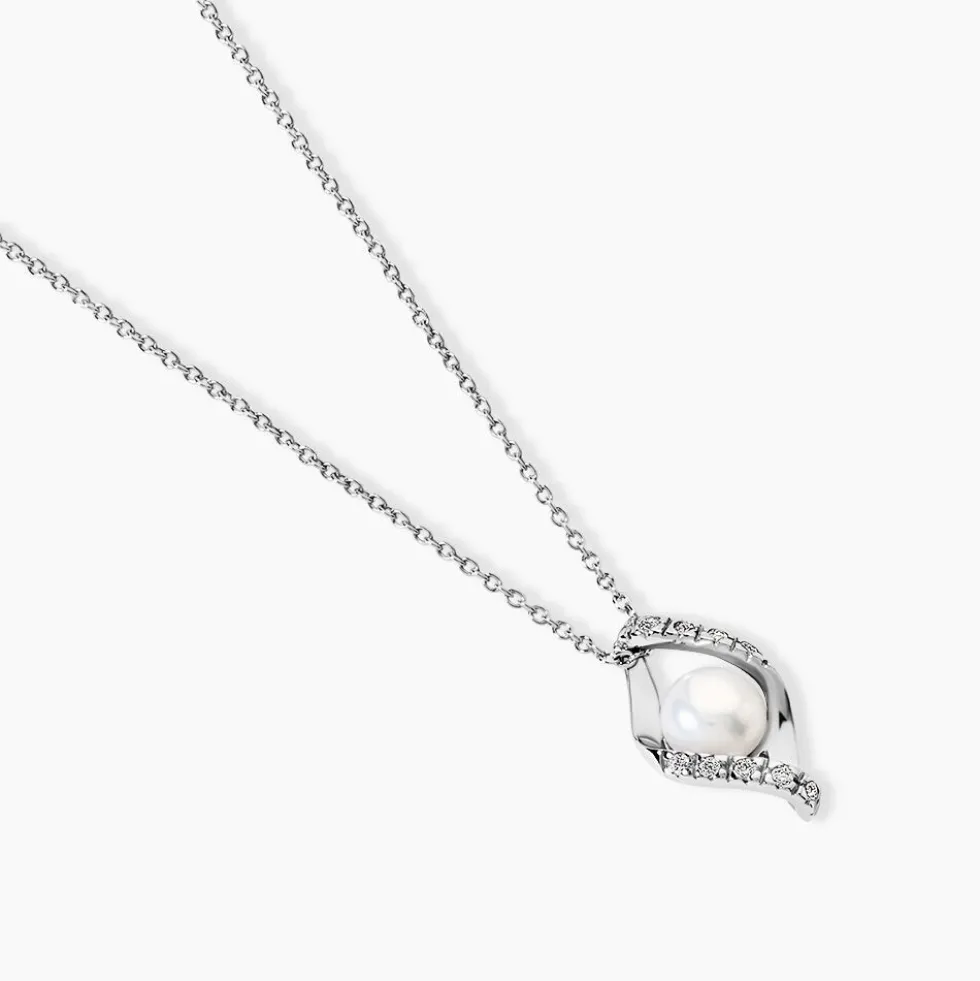 Collier Laurene Argent Blanc Perle De Culture Et Oxyde De Zirconium