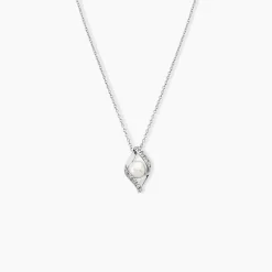 Collier Laurene Argent Blanc Perle De Culture Et Oxyde De Zirconium