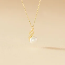 Collier Leta Or Jaune Perle De Culture Et Oxyde De Zirconium