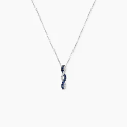 Collier Ligera Or Blanc Saphir Et Diamant