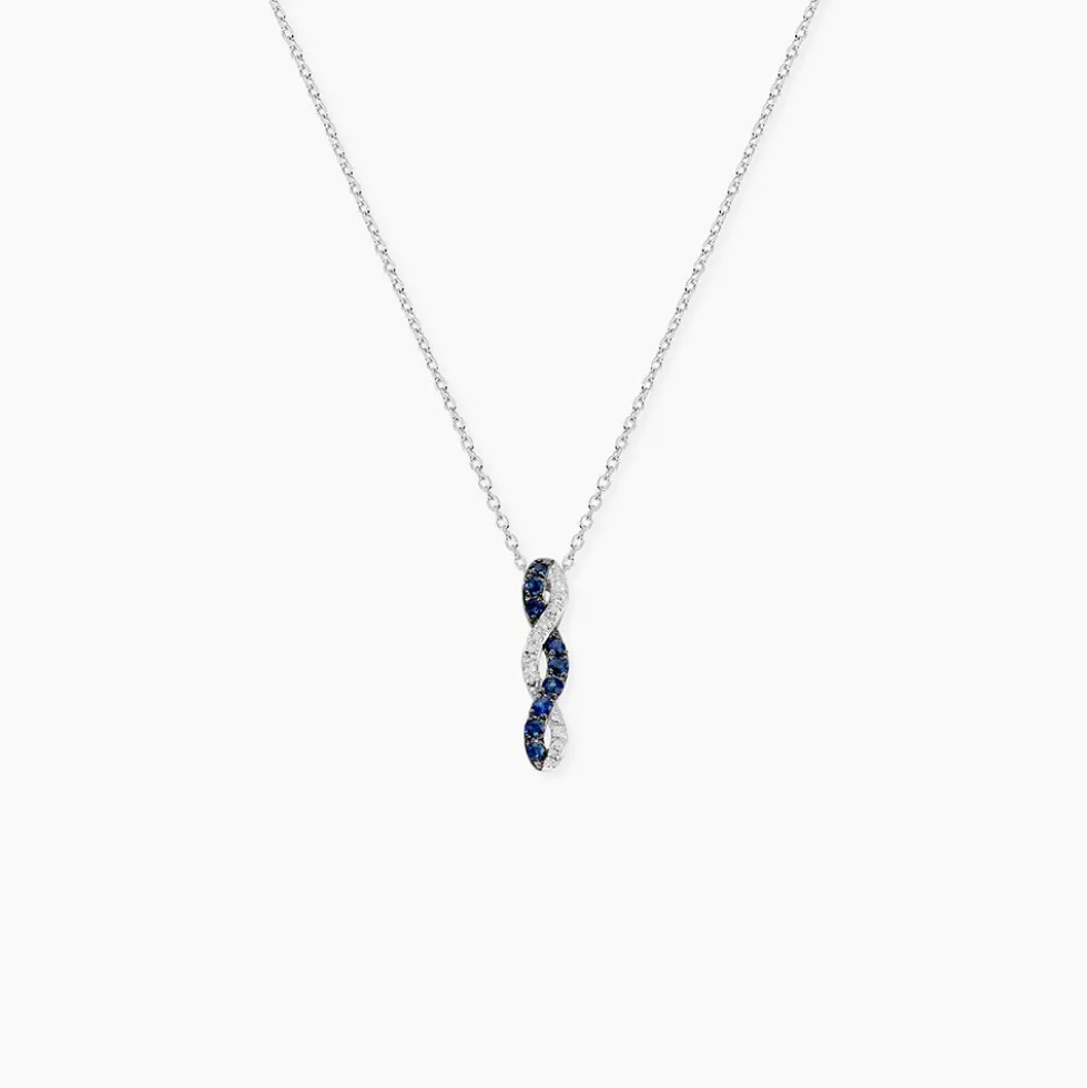 Collier Ligera Or Blanc Saphir Et Diamant