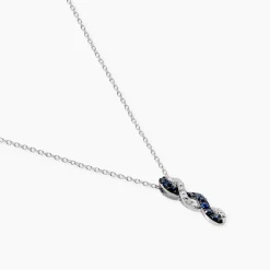 Collier Ligera Or Blanc Saphir Et Diamant
