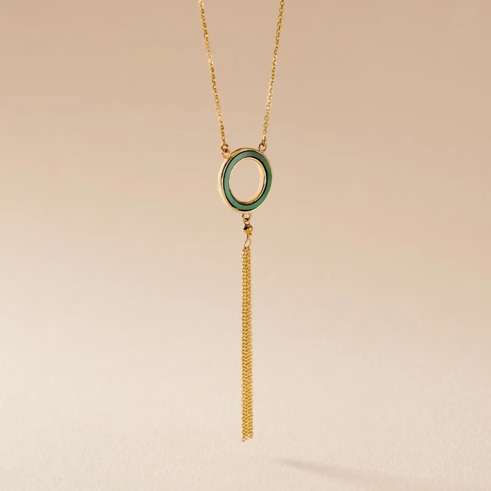 Collier L'incessante Or Jaune Malachite
