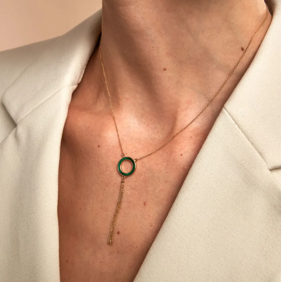Collier L'incessante Or Jaune Malachite