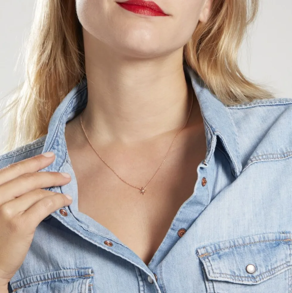 Collier Maelya Argent Rose Oxyde De Zirconium