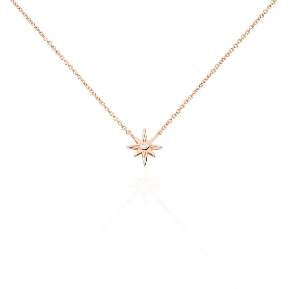Collier Maelya Argent Rose Oxyde De Zirconium