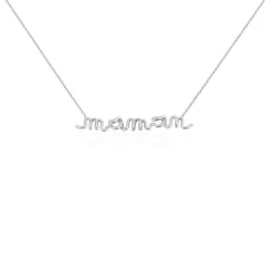 Collier Maman Argent Blanc