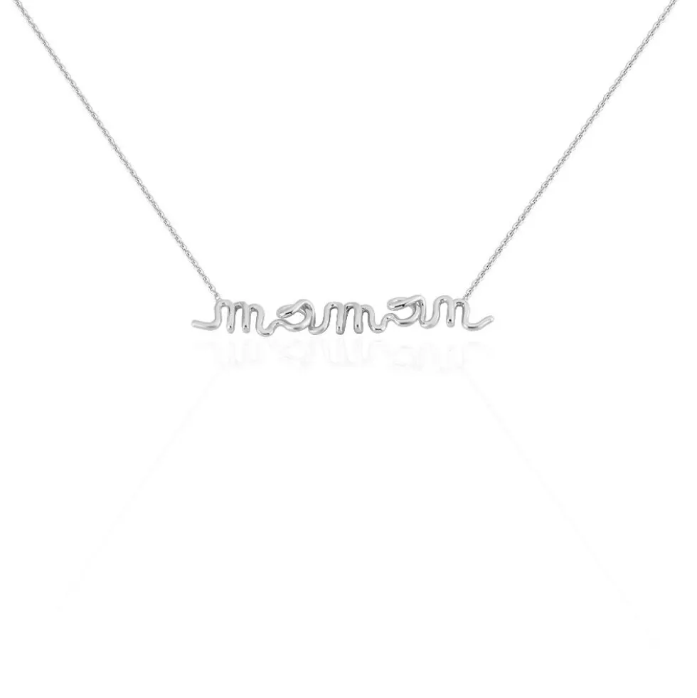 Collier Maman Argent Blanc