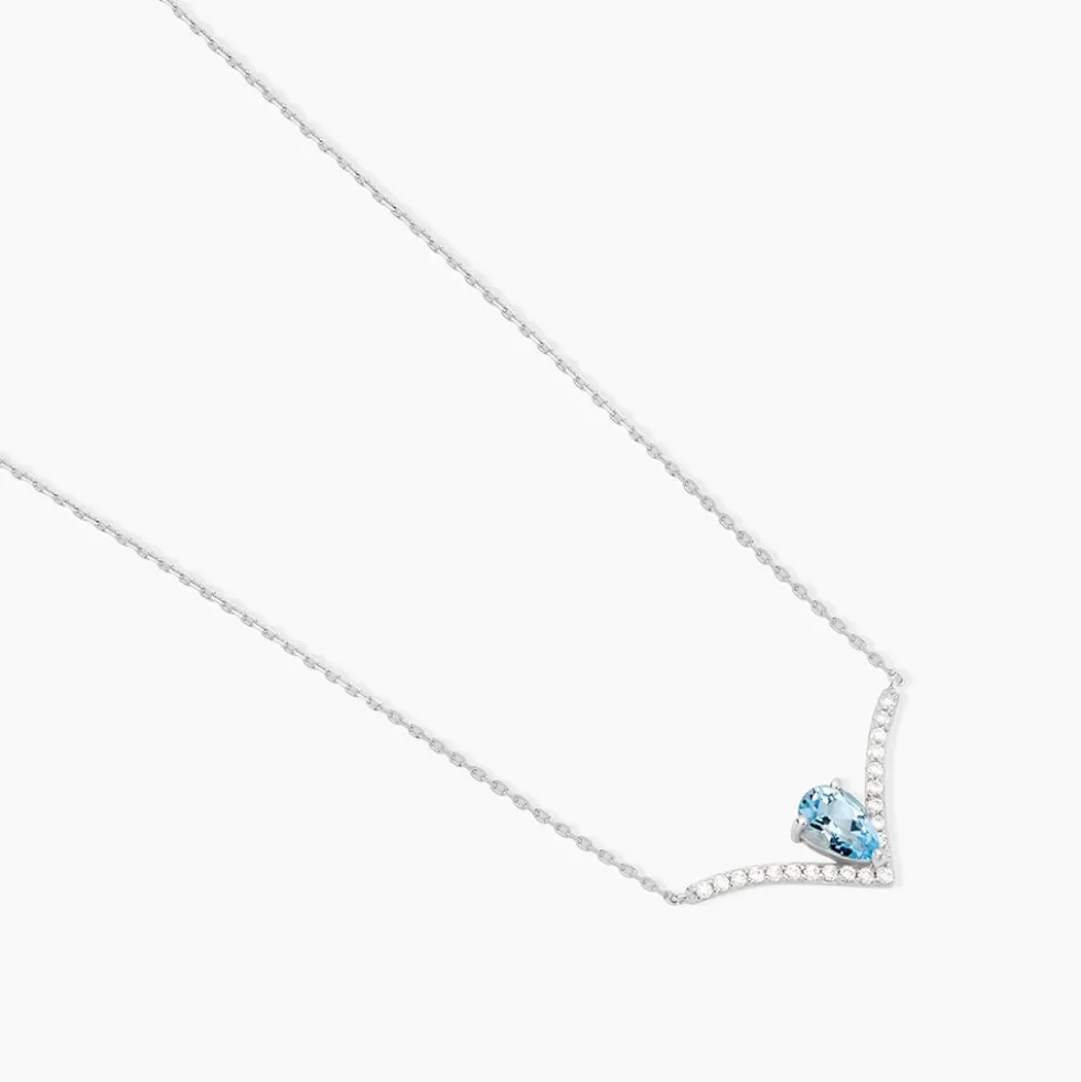 Collier Marlene Or Blanc Topaze Et Oxyde De Zirconium