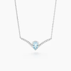 Collier Marlene Or Blanc Topaze Et Oxyde De Zirconium