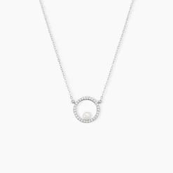 Collier Marthe Argent Blanc Perle De Culture Et Oxyde De Zirconium