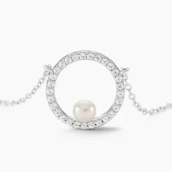 Collier Marthe Argent Blanc Perle De Culture Et Oxyde De Zirconium