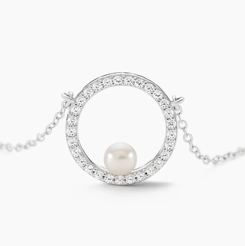 Collier Marthe Argent Blanc Perle De Culture Et Oxyde De Zirconium