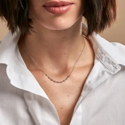 Collier Mascaret Argent Blanc Oxyde De Zirconium