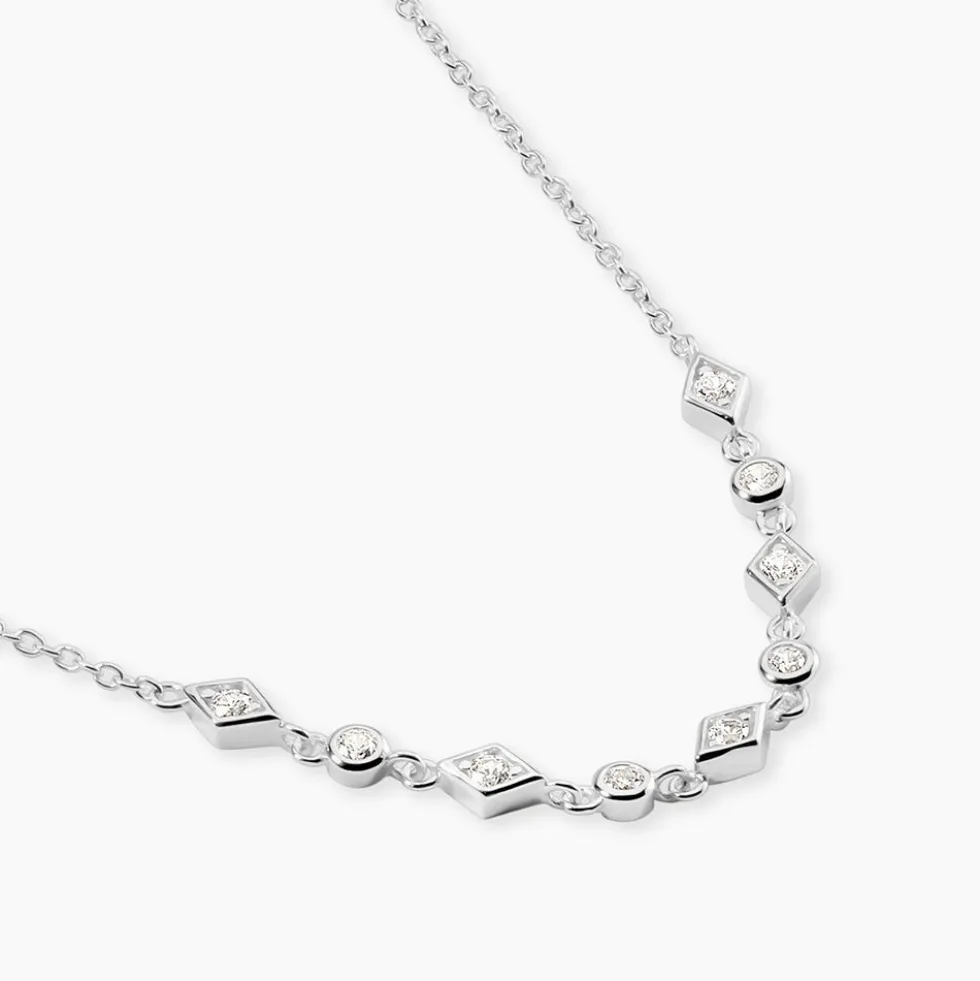 Collier Mascaret Argent Blanc Oxyde De Zirconium