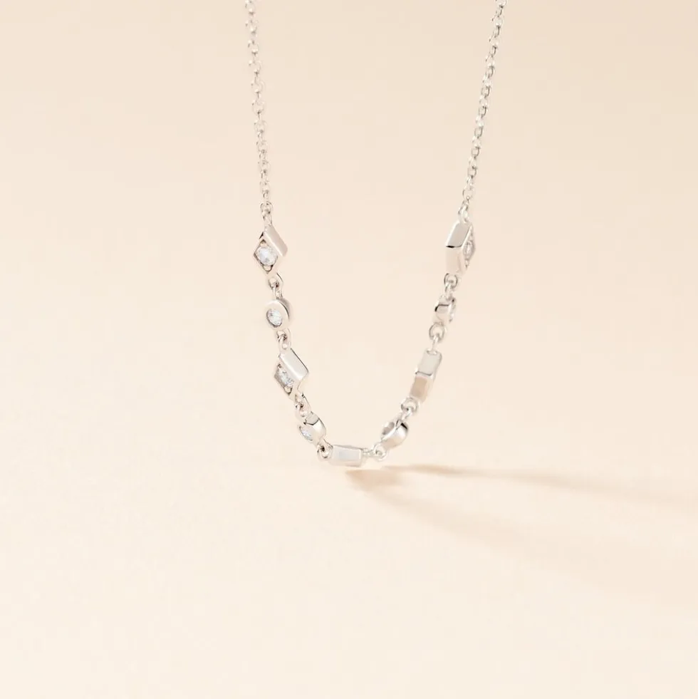Collier Mascaret Argent Blanc Oxyde De Zirconium