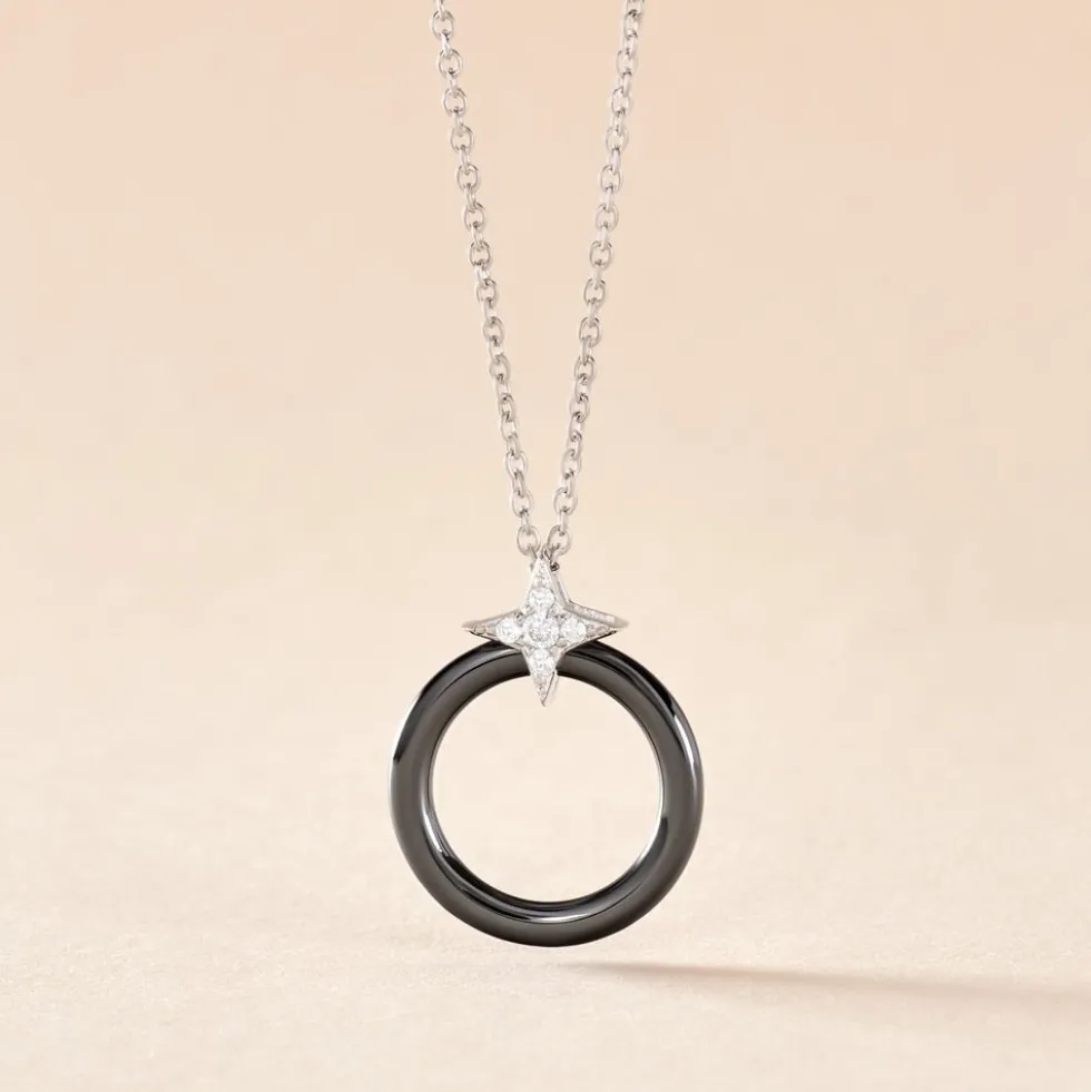 Collier Merelle Argent Blanc Céramique Oxyde De Zirconium
