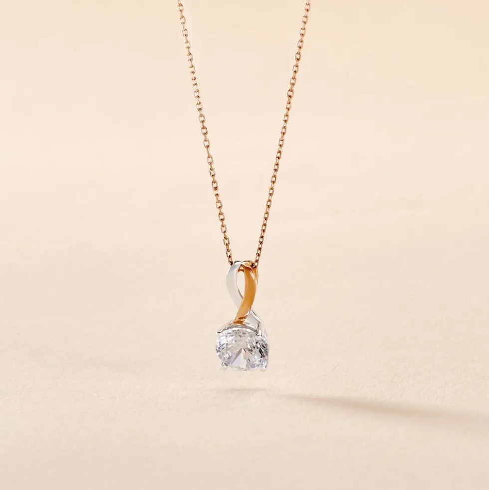Collier Micheline Or Bicolore Oxyde De Zirconium