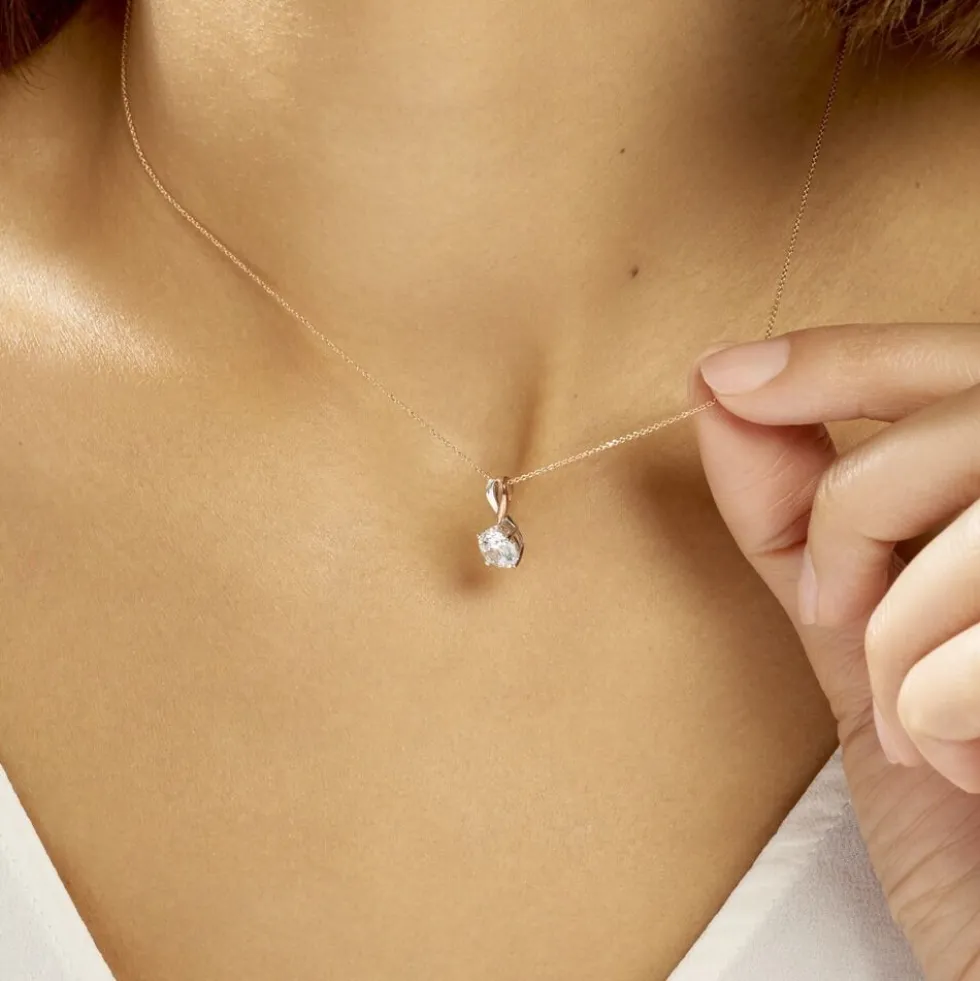 Collier Micheline Or Bicolore Oxyde De Zirconium