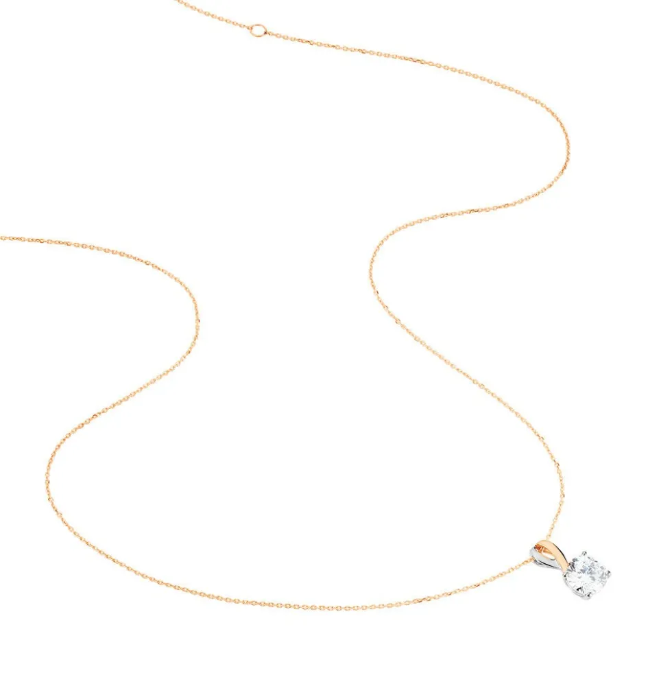 Collier Micheline Or Bicolore Oxyde De Zirconium