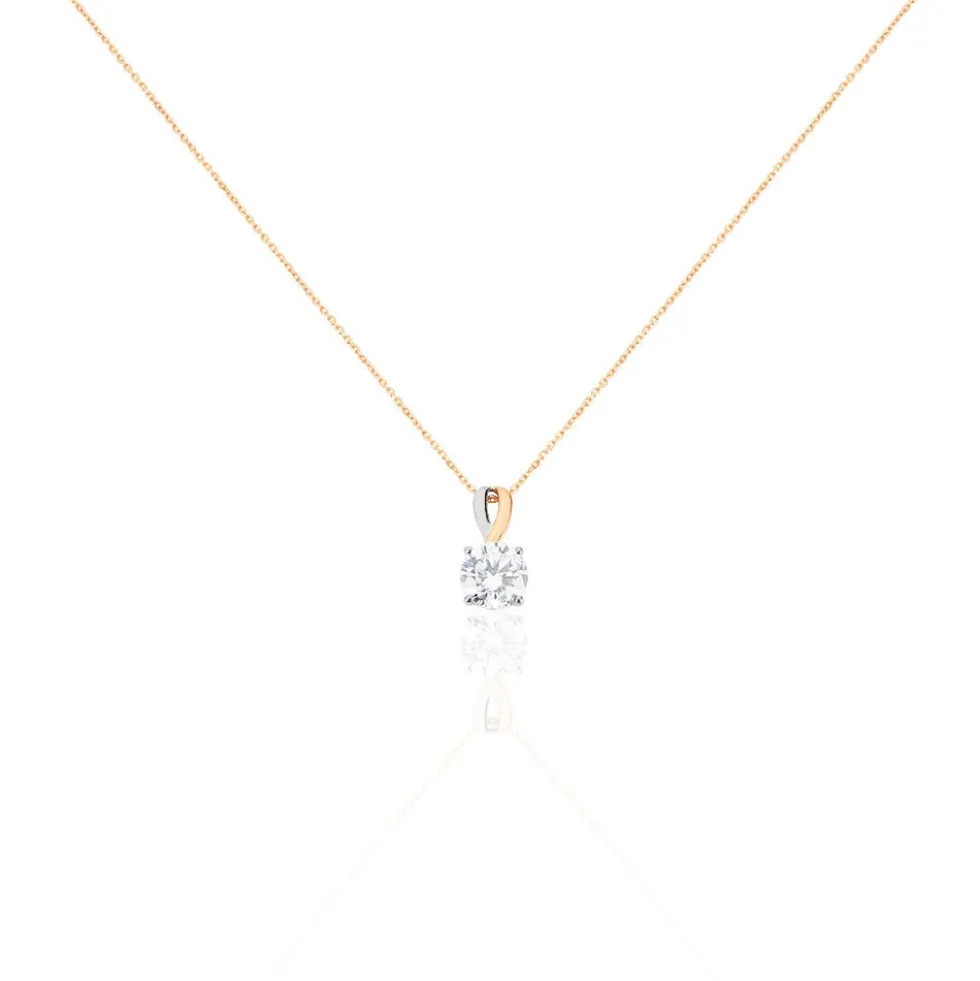 Collier Micheline Or Bicolore Oxyde De Zirconium