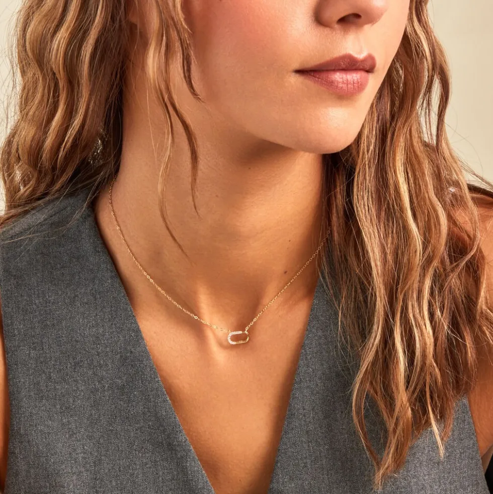 Collier Minimalist Chic Or Jaune Oxyde De Zirconium