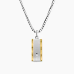 Collier Métal Acier Diamant Synthétique