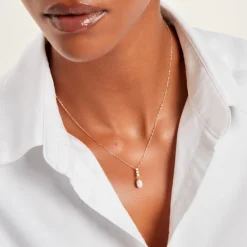 Collier Nahima Or Jaune Perle De Culture Oxyde De Zirconium