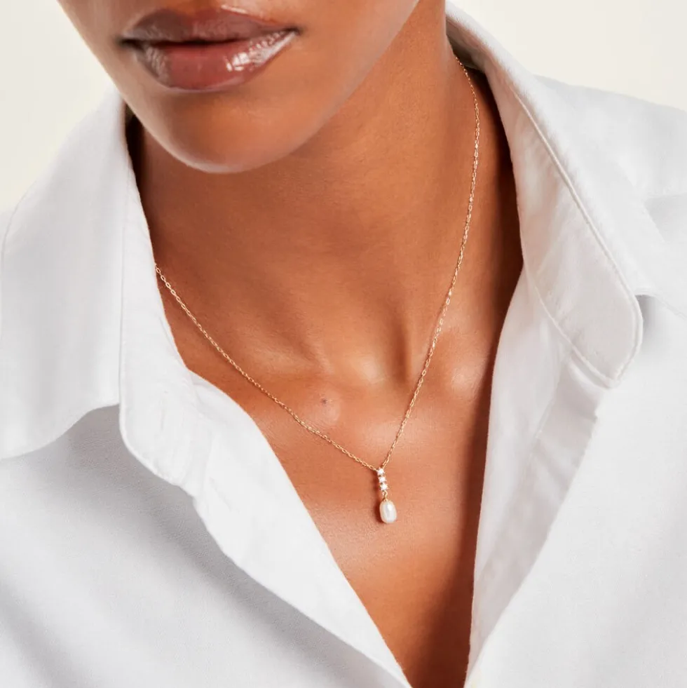 Collier Nahima Or Jaune Perle De Culture Oxyde De Zirconium