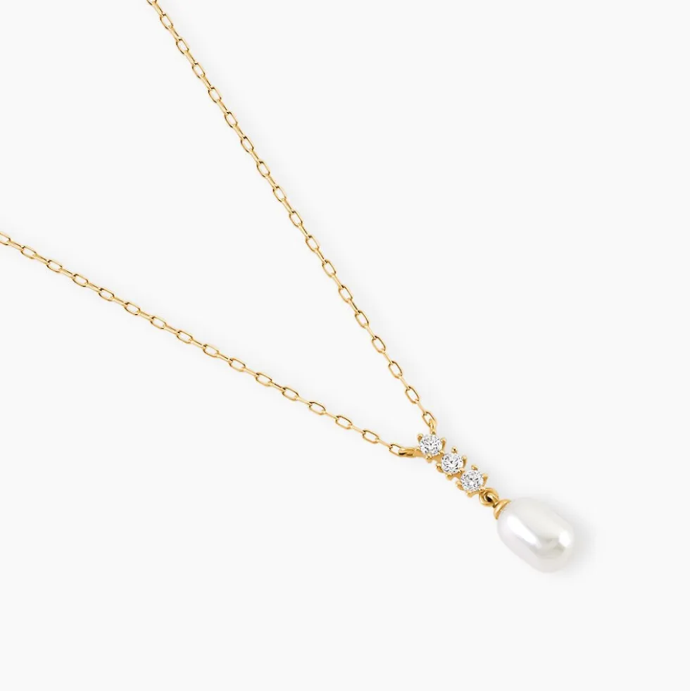 Collier Nahima Or Jaune Perle De Culture Oxyde De Zirconium