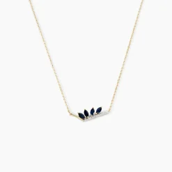 Collier Navette Or Jaune Saphir Diamant