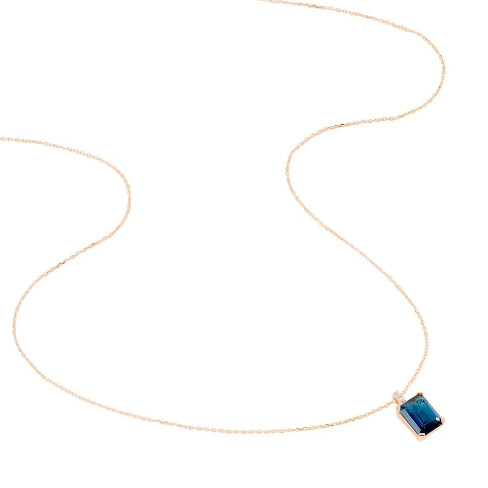 Collier Noee Or Rose Topaze Et Oxyde De Zirconium