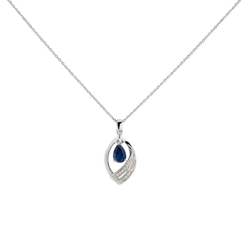 Collier Odila Or Blanc Saphir Diamant