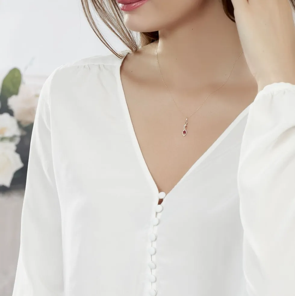 Collier Ondulations Or Bicolore Rubis Et Diamant