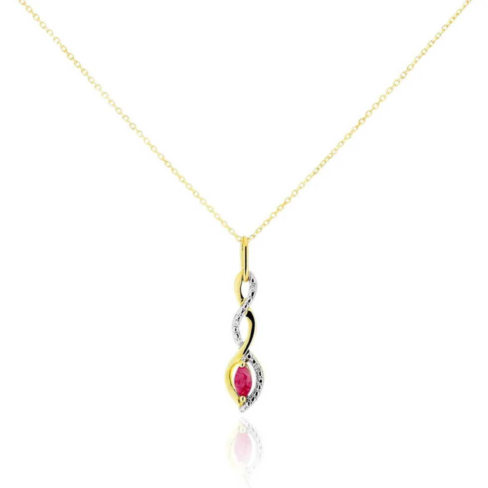 Collier Ondulations Or Bicolore Rubis Et Diamant