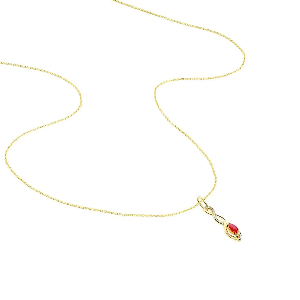 Collier Ondulations Or Bicolore Rubis Et Diamant