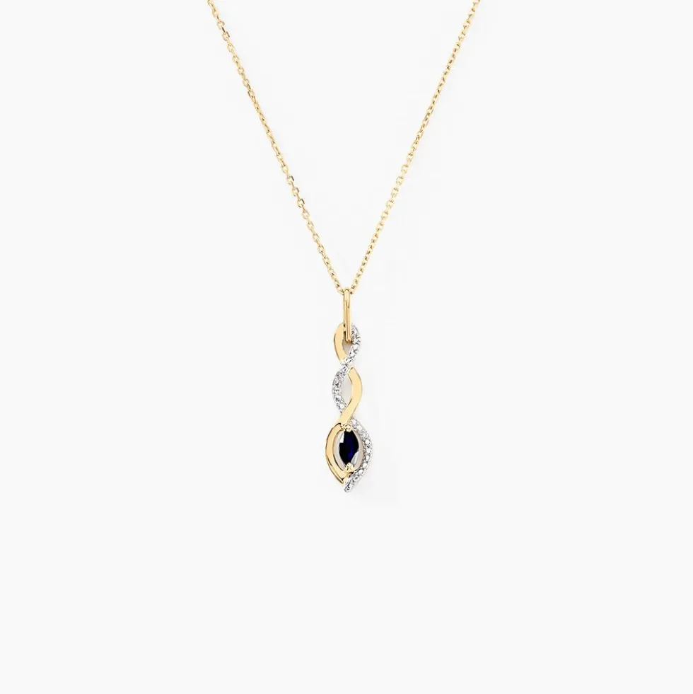Collier Ondulations Or Jaune Saphir Diamant